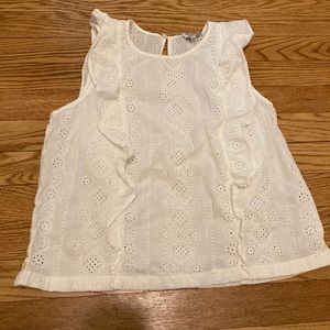 Madewell Eyelet Tank with Ruffles White Medium